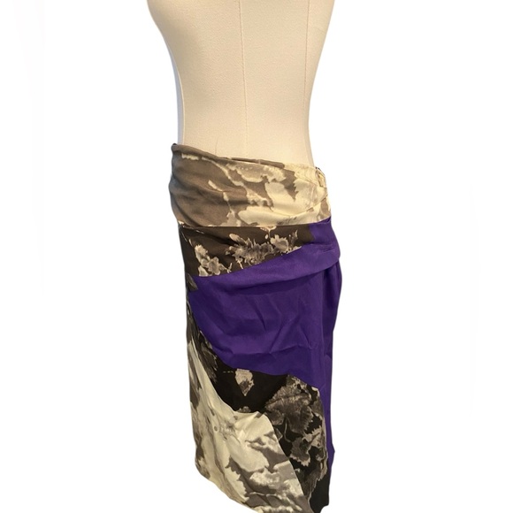 Dries Van Noten Metallic and Purple Silk Skirt - Picture 2 of 6